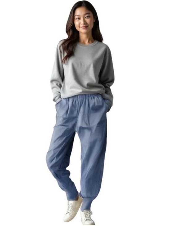 Chicways Pants - Lulunico Blue Joggers Light Blue Elastic Waist Lounge Athleisure Pants Small